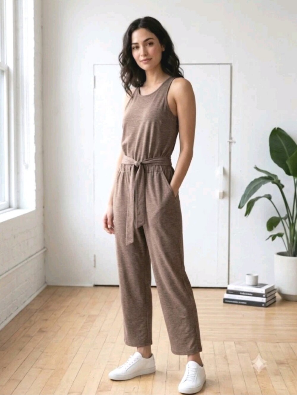 NWOT All In Motion Jumpsuit XS Brown Athleisure Nature Neutral #1